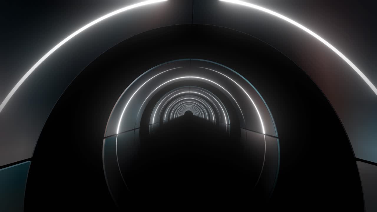 Futuristic Tunnel with Glowing Neon Lights