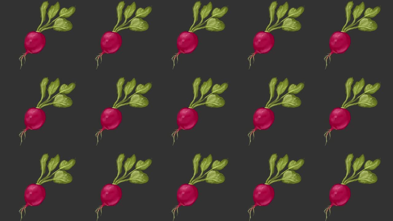 patrón de rábano, imágenes ideales para temas como recetas y cocina, animación en bucle para fondos