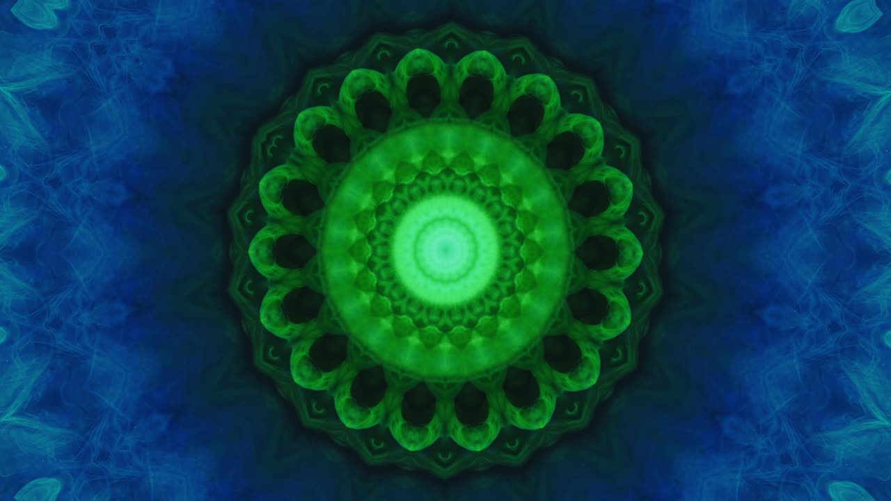 animación fractal fantasía caleidoscopio verde azul