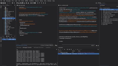 Code Editor Screenshot with Debugging Console and Variables