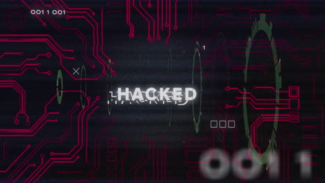 Animation of network of connections over scope scanning and hacked text
