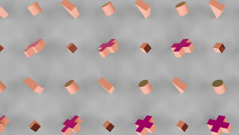 animación de filas de formas abstractas patrón que se mueve sobre fondo gris