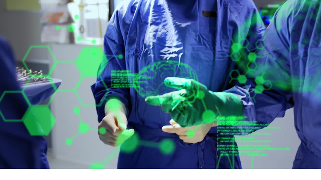 인간 뇌의 애니메이션과 외과 의사에 대한 의료 데이터 처리