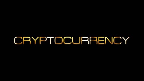 cryptocurrency golden text with light glowing effect isolated with alpha channel quicktime prores 4444 encode. 4k 3d rendering seamless loop crypto currency isolate effect element for composition.