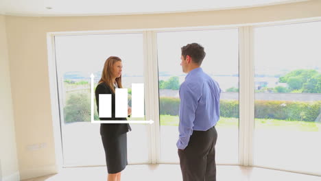 animation der statistischen verarbeitung über männliche und weibliche immobilienmakler im haus