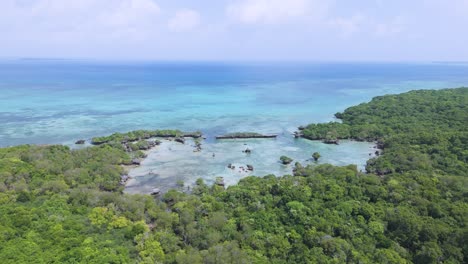 kwale island lagoon, tourist travel destination of zanzibar, africa, aerial