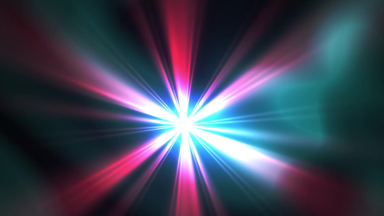 Levendige pulserende stervormige lichtstralen op donkere abstracte achtergrond