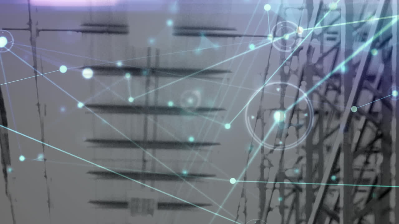 animación de la red de conexiones sobre estantes en el almacén