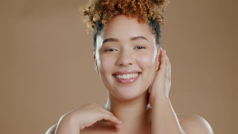 beauty, skincare and face of a woman in studio