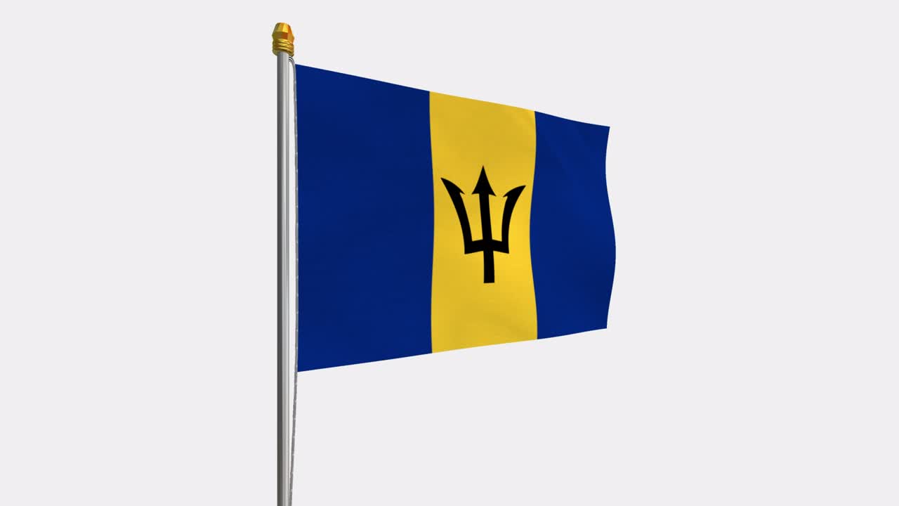 video de bucle de la bandera de barbados revoloteando en el viento, video en cámara lenta de 4k, con canal alfa