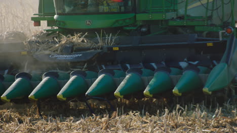 combine harvester, sunny day, slow motion