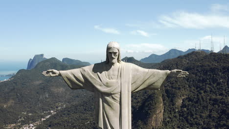 close up of the monumental christ the redeemer statue on the corcovado hill in rio de janeiro