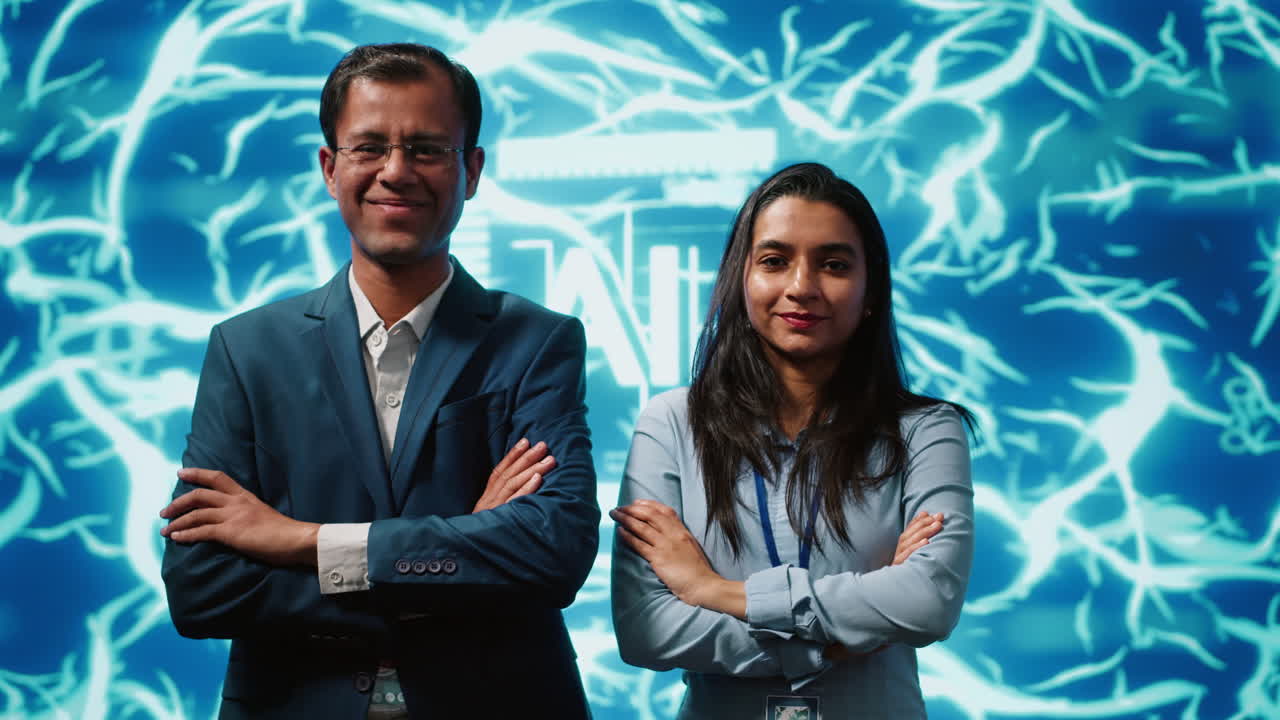 retrato de un equipo sonriente de técnicos que implementan la inteligencia artificial