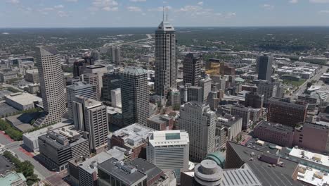 downtown indianapolis city skyline aerial drone view