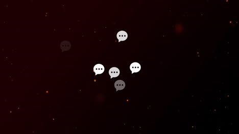 animación de burbuja de habla y explosión de fuego contra fondo negro