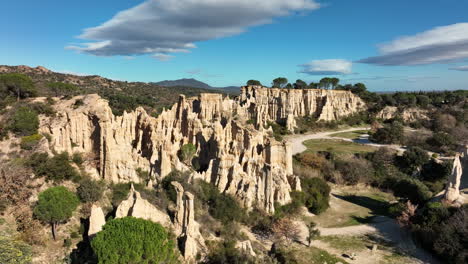 the sandstone formations in ille-sur-têt stand as nature's chronicle of time and