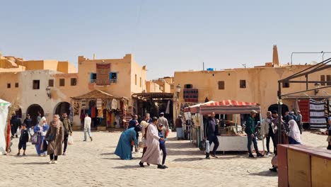 busy market scene in a north african town
