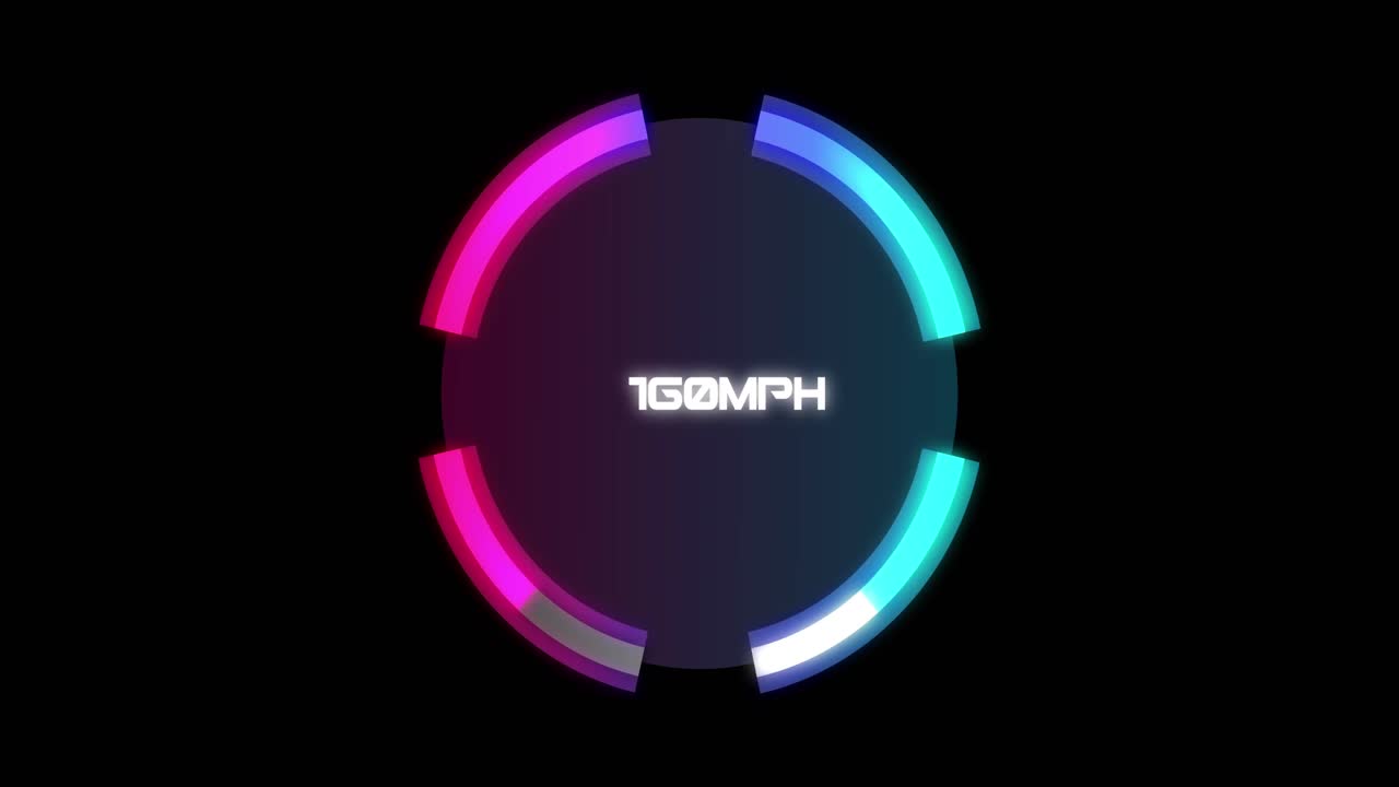 animación del velocímetro del coche sobre un fondo negro