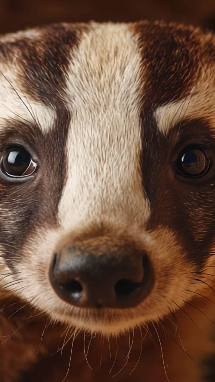 Primo piano accattivante di un tasso: uno sguardo intimo alle caratteristiche uniche e agli occhi espressivi di questo affascinante animale.