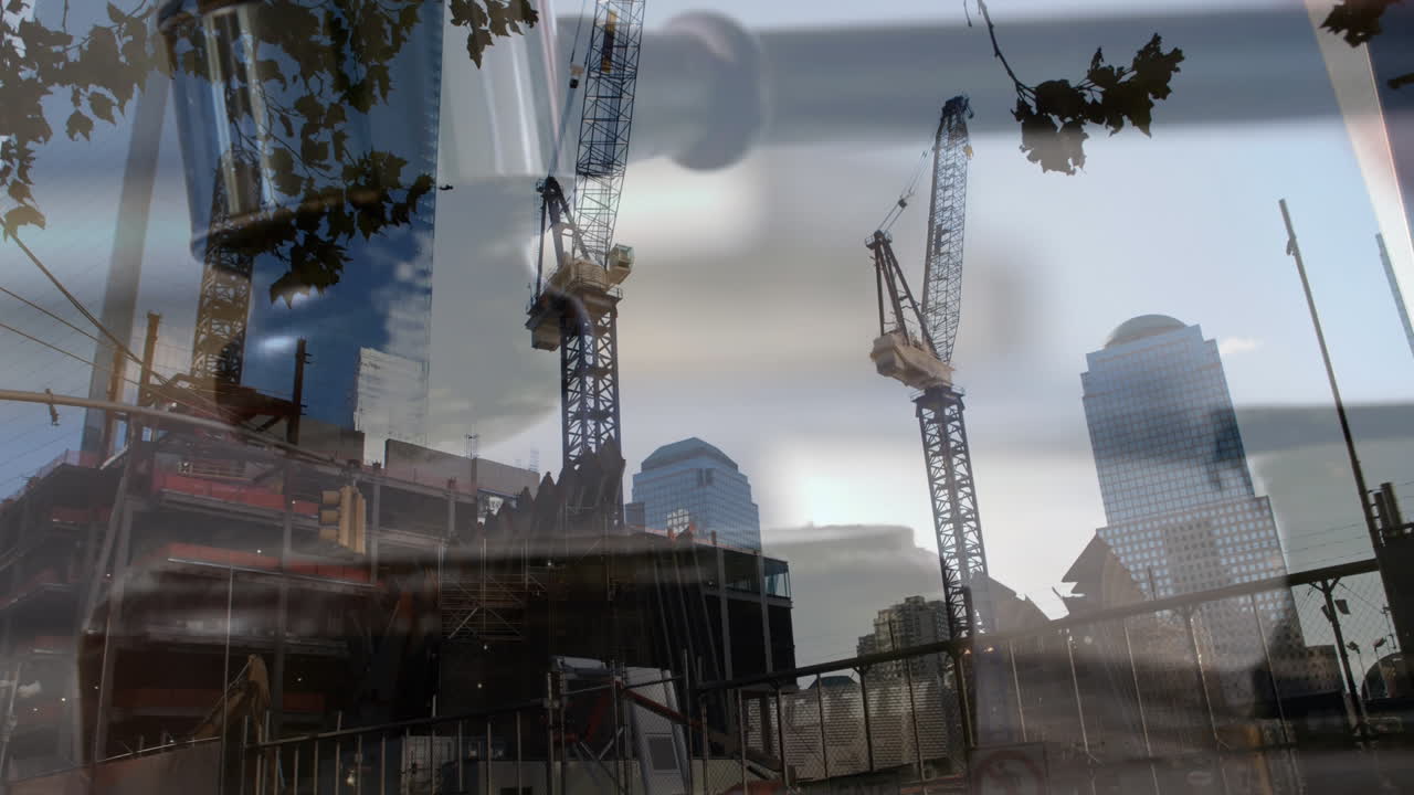 cantiere di costruzione con martello cadente