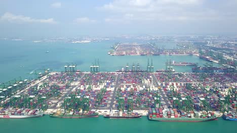 aerial view singapore docks and shipping containers