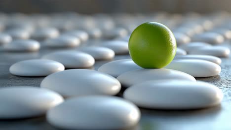 green egg amongst white stones