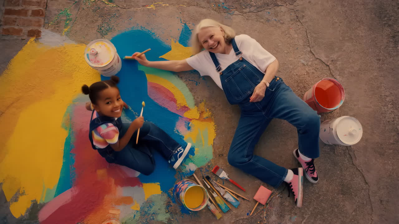 Grandmother and Grandchild Painting Together