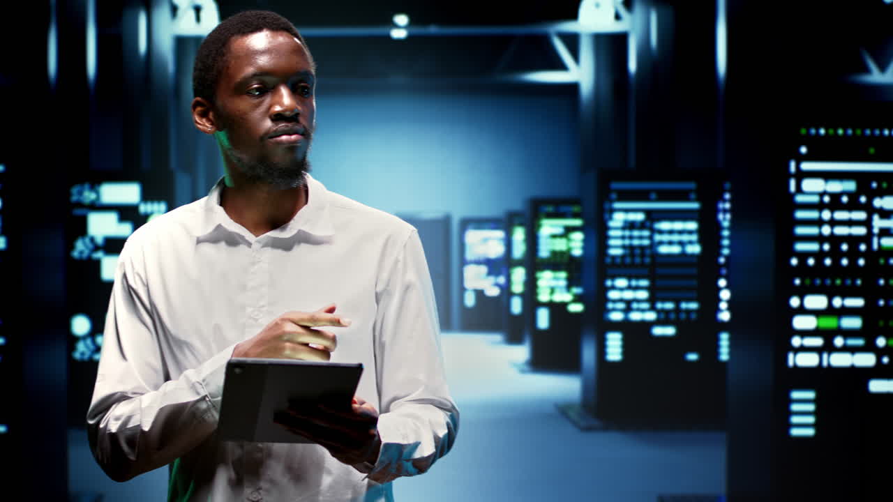 IT administrator in hardware room