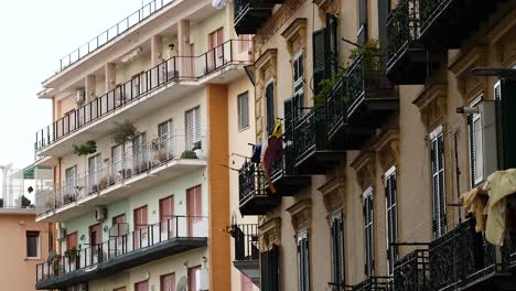 clothes drying on balconies in naples, italy