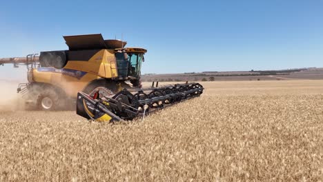 this footage captures the synergy of modern agricultural technology, showcasing the essential role of header fronts in the wheat harvesting process