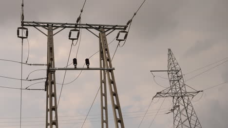 Toma-De-Detalle-De-Una-Torre-De-Cables-Eléctricos