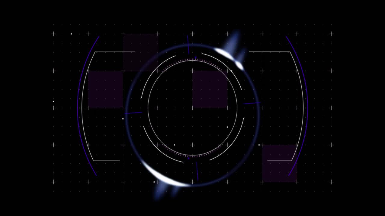 Animation of viewfinder over black space with dots