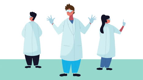 scientist workers in laboratory animated