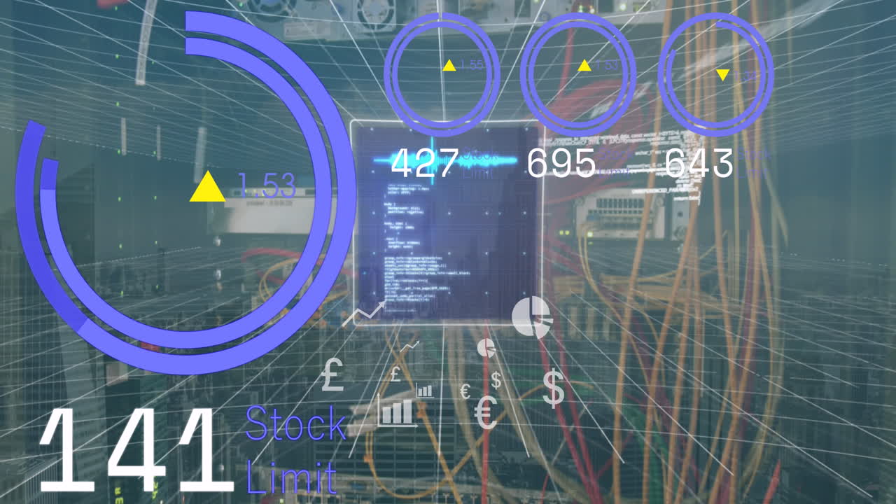 animación de escaneado de ámbitos y procesamiento de datos financieros