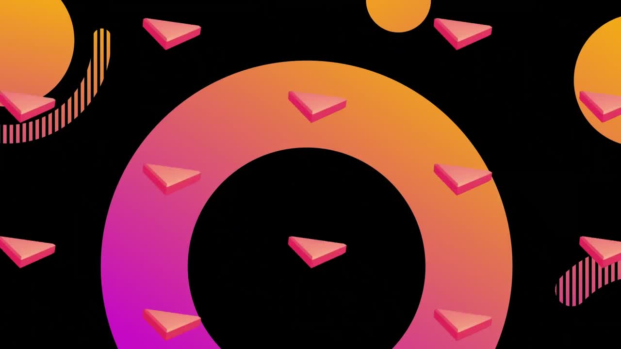 animación de formas naranjas repetidas sobre un fondo negro