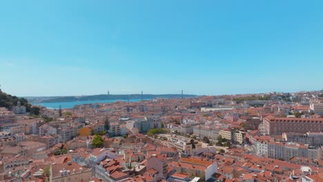 Aerial-Shot-Of-Lisbon-Beautiful-Skyline-From-Graca-Viewpoint,-Portugal