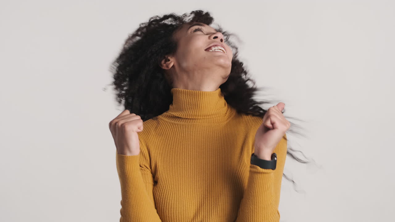 African american woman over white background.
