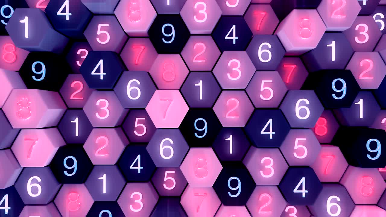 4k cuadrícula de panal abstracta con números aleatorios.