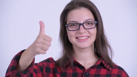 happy young beautiful hipster woman