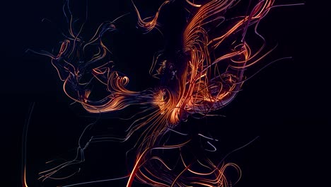 4k abstracto en bucle bg. luces de neón como guirnaldas o relámpagos. flash multicolor de líneas curvas. concepto de red neural de computación, inteligencia artificial, ai. luma mate como canal alfa