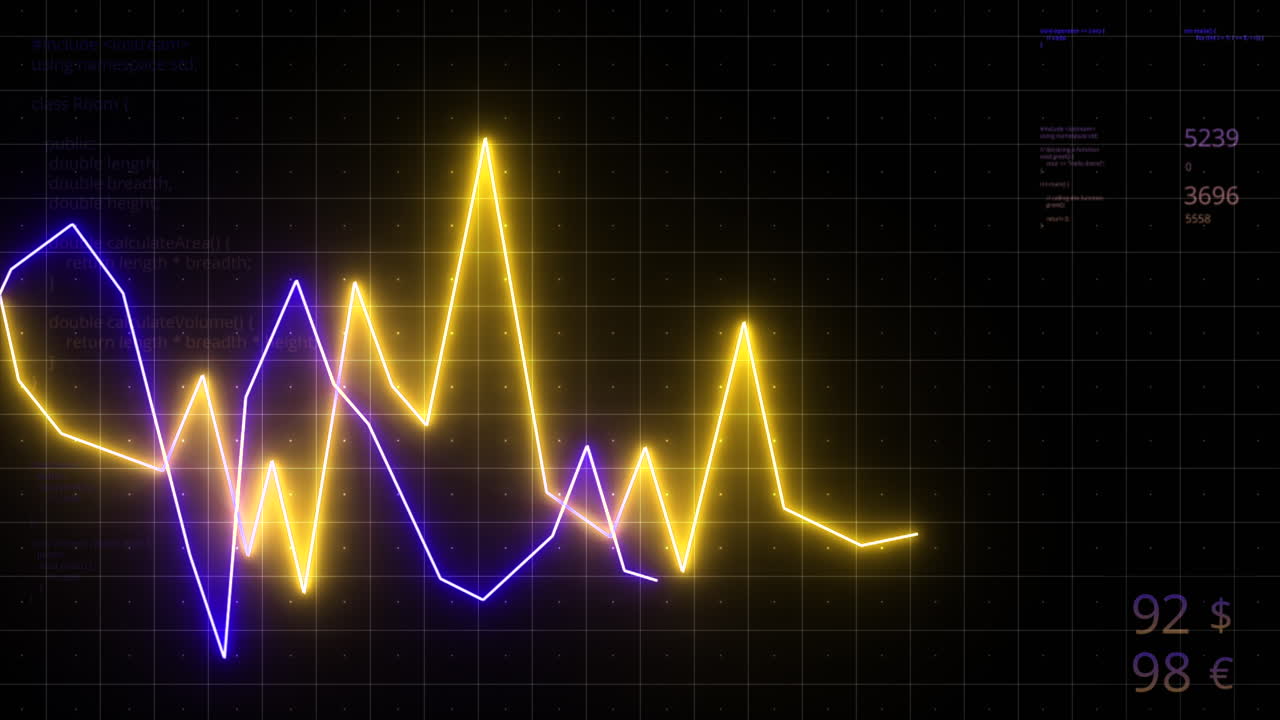 Glødende neonlinjegrafer