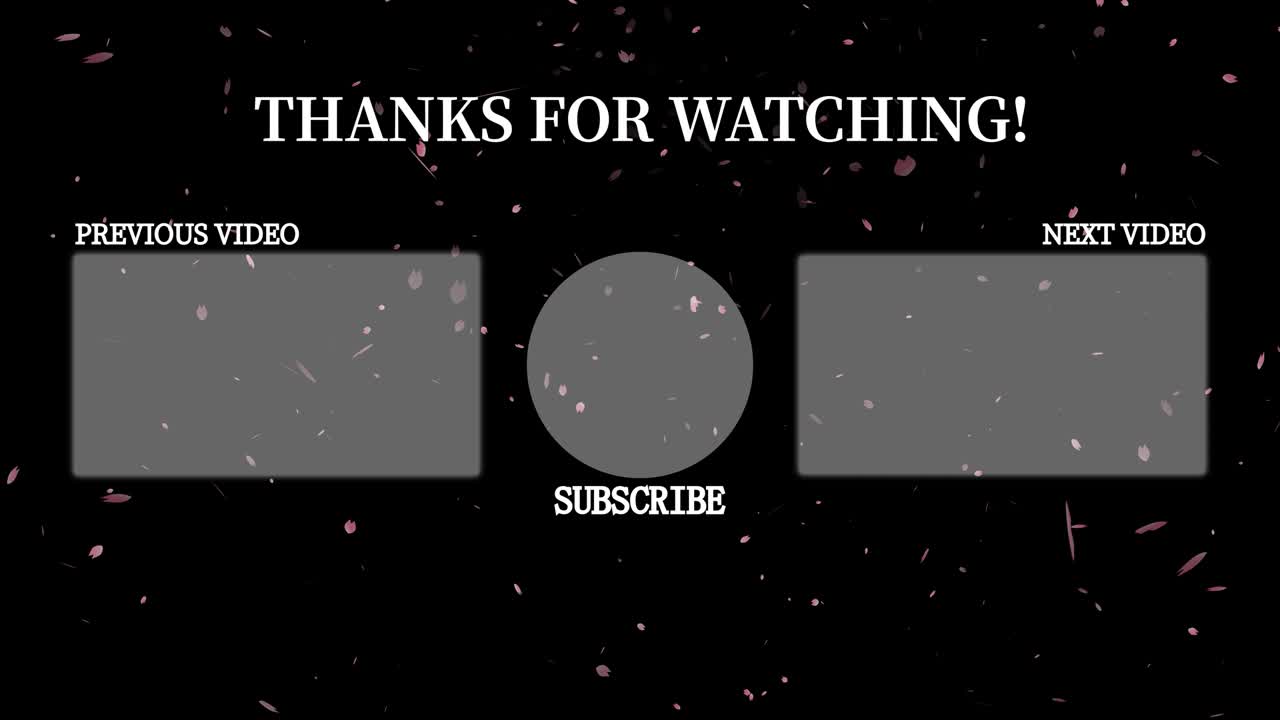 las partículas de los pétalos de la flor de cereza card final pantalla de finalización gráficos de movimiento