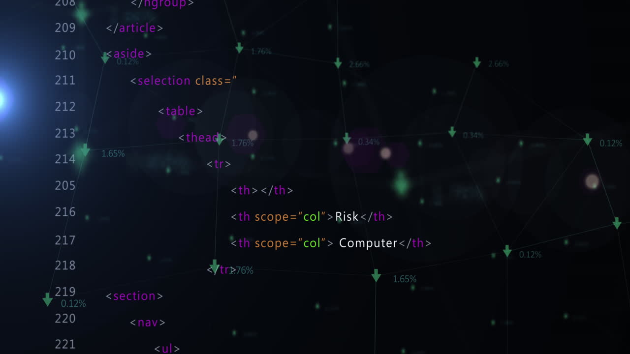 검은색 배경에 데이터 처리의 애니메이션