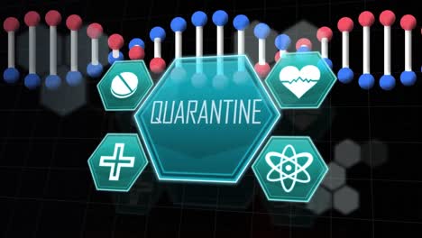 Animation-of-quarantine-text-over-dna-strand