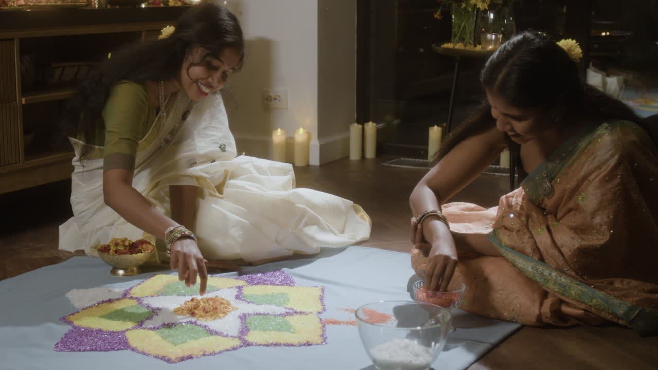 Women Making Rangoli Art