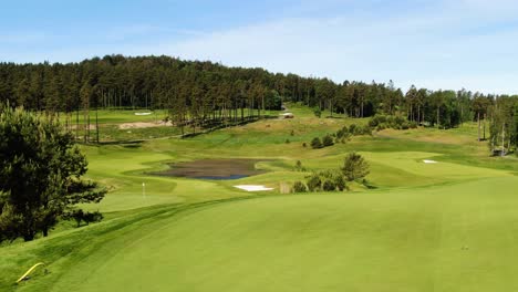 Hills-Golf-Club-in-Molndal-near-Gothenburg-on-windy-and-sunny-day,-Sweden