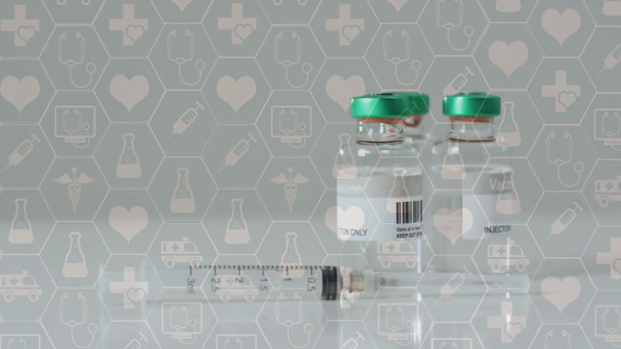 플라스틱 위에 있는 의료 아이콘의 애니메이션