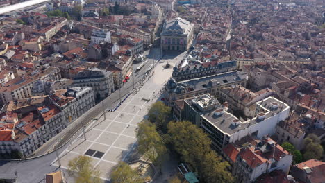 Beautiful-place-de-la-comedie-Montpellier-aerial-shot-during-lockdown-theater