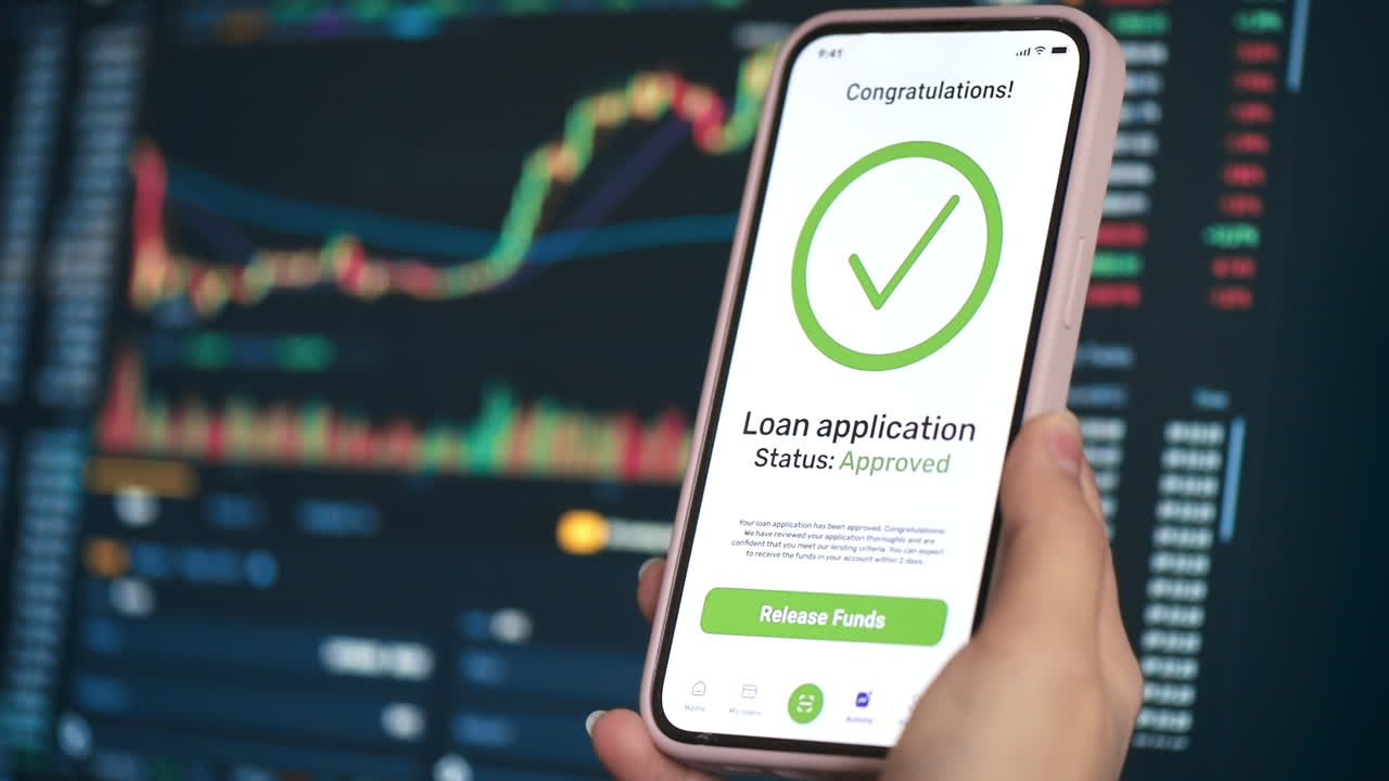 Låneansøgning godkendt i mobil app