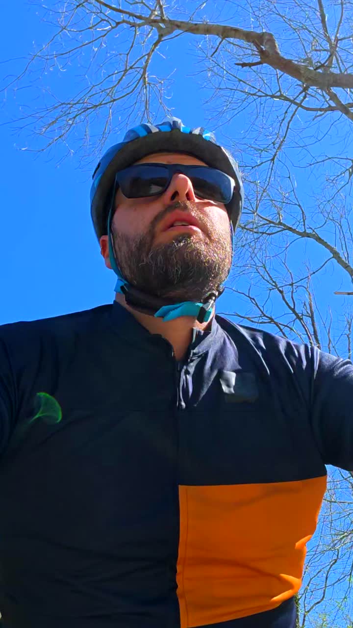 Cyclist in Helmet and Sunglasses